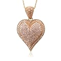 Certified 10k Rose Gold Heart Fancy Light Pink Diamond Pendant Necklace-1.00 carat