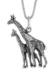 Sterling Silver Giraffe Pendant, 1 inch Tall