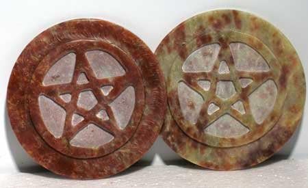 Soapstone Pentacle Altar Tile by Magickal Finds