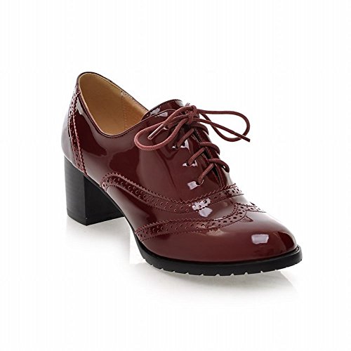 Carol Shoes Casual Women's Lace-up Fashion Chunky Middle Heel Oxfords Shoes