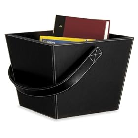 Black Faux Leather Magazine Basket