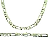 Figaro Chain Necklace - Silver Plated - Mens - 6mm - Hip Hop Bling