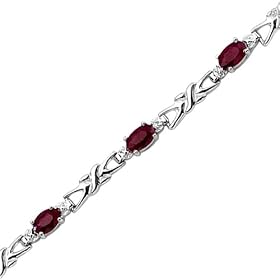 14K White Gold 0.01 ct. Diamond and 2 1 2 ct. Ruby Bracelet by