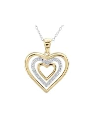 Heart Pendant Necklace with Diamond Accent in Sterling Silver with Yellow Gold Plating with Chain