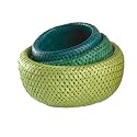Bambu 070801 double wall bamboo baskets, green color scheme.