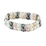 White, Pink & Black Freshwater Cultured Pearl 6.5-7mm Two-Row Stretch Bracelet w/ Sterling Silver Beads