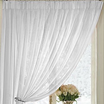 Whisper Batiste Sheer Pinchpleated White 48x84 Drapery Panel