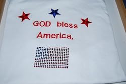 Embroidered God Bless America T with sequin-like dots Adult-L
