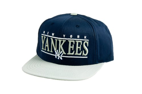 MLB Men's New York Yankees Nineties Snapback Cap (Navy/Grey, Adjustable)