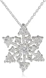 Silver Plated Cubic Zirconia Snowflake Pendant Necklace, 18"