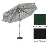 11' Deluxe Crank Tilt Patio Market Umbrella - Black: Black Forest Green