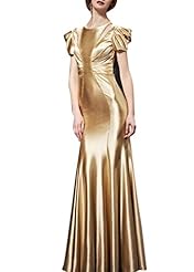 A-line Round Neck Lace Pleated Beaded Mesh Mermaid Satin/Silk Cap Sleeves Cocktail Floor Length Homecoming Dress/Pageant Dress/Prom Dress/Party Dress/Wedding Dress 