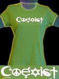 Coexist Womens Green Fitted Shirt Med. 100% Cotton