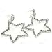 Beautiful Large Crystal Star Charm Earrings Silver Tone Comes Gift Boxed