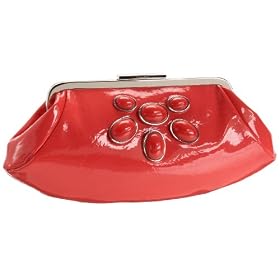 Calvin Klein Patent Metallic Stone Clutch