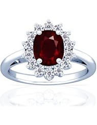 14K White Gold Cushion Cut Ruby Ring With Sidestones (GIA Certificate)