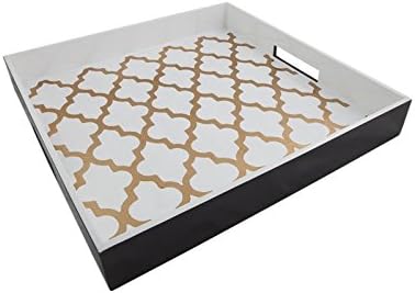 J Fleet Designs Arabesque Coffee/White Square Tray