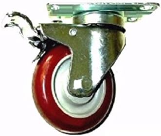 Swivel Caster with 4" Polyurethane Wheel & Total Lock & 3-1/8" x 4-1/8" TopPlate