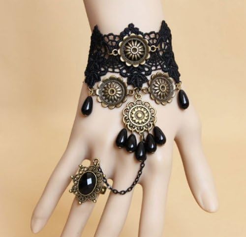 Jewelry 4 Lady New Arrival!! Handmade Retro Black Lace Vampire Slave Bracelet Gothic Style Costume Jewelry Adjustable (Approx 6" to 8")
