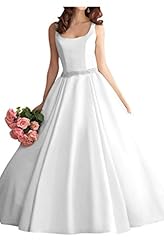 Satin  Spaghetti Strap Natural   Waistline  Ball Gown Wedding Dress 