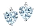 1.89 cttw Genuine Heart Shape Aquamarine and Diamond Earring Studs - 14kt White Gold