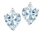 3.04 cttw 7mm Simulated Heart Shape Aquamarine and Genuine Diamond Earring Studs in 14 kt White Gold