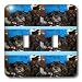 Jos Fauxtographee Realistic - Beautiful Shiatsu Lhasas Doggie Posing in Blue Homemade Crocheted Hat Six Times on Page - Light Switch Covers - double toggle switch