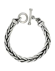 Sterling Silver Handmade Wheat Link Bracelet Toggle Clasp Handmade 1/2 inch wide, sizes 8, 8.5 & 9 inch