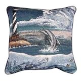 Review Simply Home  / Lighthouse and Dolphins Tapestry Toss Pillow