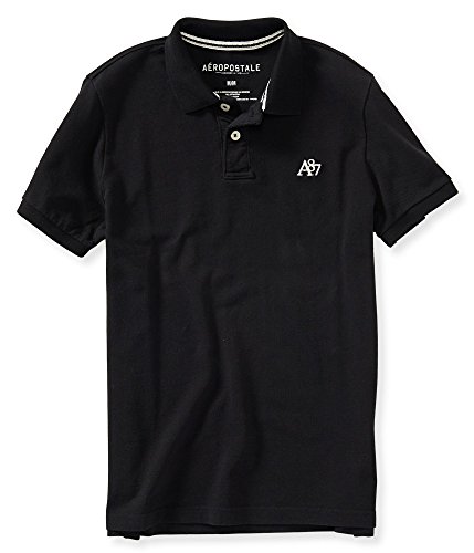 Aeropostale Men's A87 Solid Logo Piqu Polo Shirt
