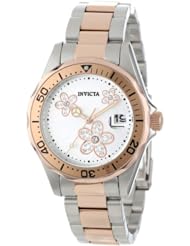 Invicta Womens 12507 Pro Diver Silver Dial Crystal Accented Two Tone Stainless Steel Watch