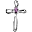 14K White Gold Amethyst Cross Pendant