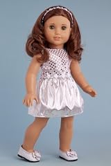 Twinkle Star - Silver Party Dress with Matching Headband and Silver Slippers - 18 Inch American Girl Doll Clothes