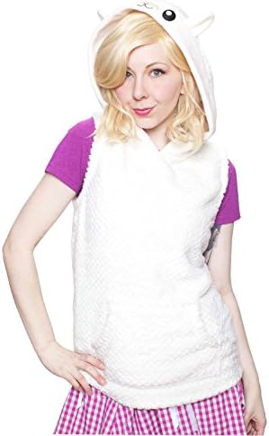 Cute Cosplay Plush Alpaca Llama Animal Ears Hoodie Vest (Ivory), XXX-Large