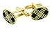Elegant gold plated criss cross cufflinks with solid black enamel with presentation box. Made in the USA
