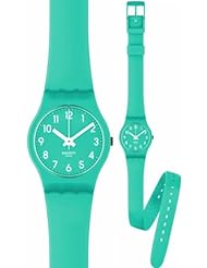Swatch Womens Originals LL115 Green Rubber Quartz Watch with Green Dial