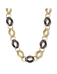 14k rhodium plated yellow gold Leslies with Chocolate Fancy Link Necklace