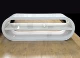 Large Oval Full Gloss White TV Entertainment Unit Stand With Shelf – KR002-THRU