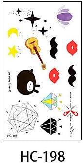 JYT (2PCS) New Design Fashion Lip &amp; Moustache &amp; Stars Temporary Tattoo Stickers Temporary Body Art Waterproof Tattoo Pattern