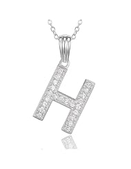 Sterling Silver and Cubic Zirconia Initial H Pendant