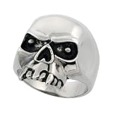 Surgical Steel Skull with Fangs Ring 15/16 in. (24mm) wide, size 11