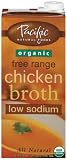 Pacific Natural Foods Organic Low Sodium Chicken Broth, 32-Ounce Containers (Pack of 12)
