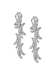 14k White Gold 0.30 Ctw Curve Diamond Earrings
