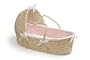 Badger Basket Natural Moses Basket with Hood, Pink Waffle Bedding