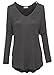 Women's V Neck Cut Out Cold Shoulder Dolman Long Sleeve Lightweight Casual Top