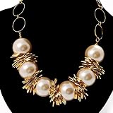 Gold Contemporary Jumbo Pearl Style Costume Necklace Gold Contemporary Jumbo Pearl Style Costume Necklace