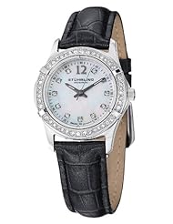 Stuhrling Original Womens 703.01 Vogue Audrey Farina Swiss Quartz Swarovski Crystal White Mother-Of-Pearl Watch