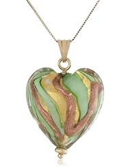 14k Yellow Gold Murano Glass Heart Necklace