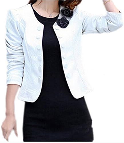 Valenla Blazers Hot Sale Women's Fashion Slim Jacket Suit Blazer Long Sleeve Short Coat Outerwear WhiteXXXL