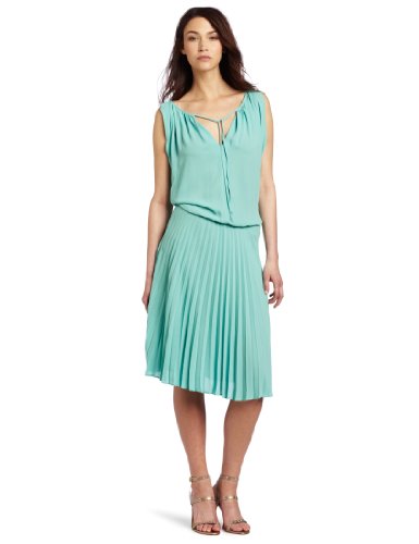 BCBGMAXAZRIA Women's Lona Draped Bodice Dress with Pleated Skirt